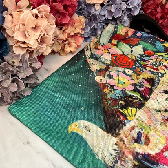 Eco-Friendly Colorful Flower Bald Eagle Folding Tote Bag - Picture 10 of 15